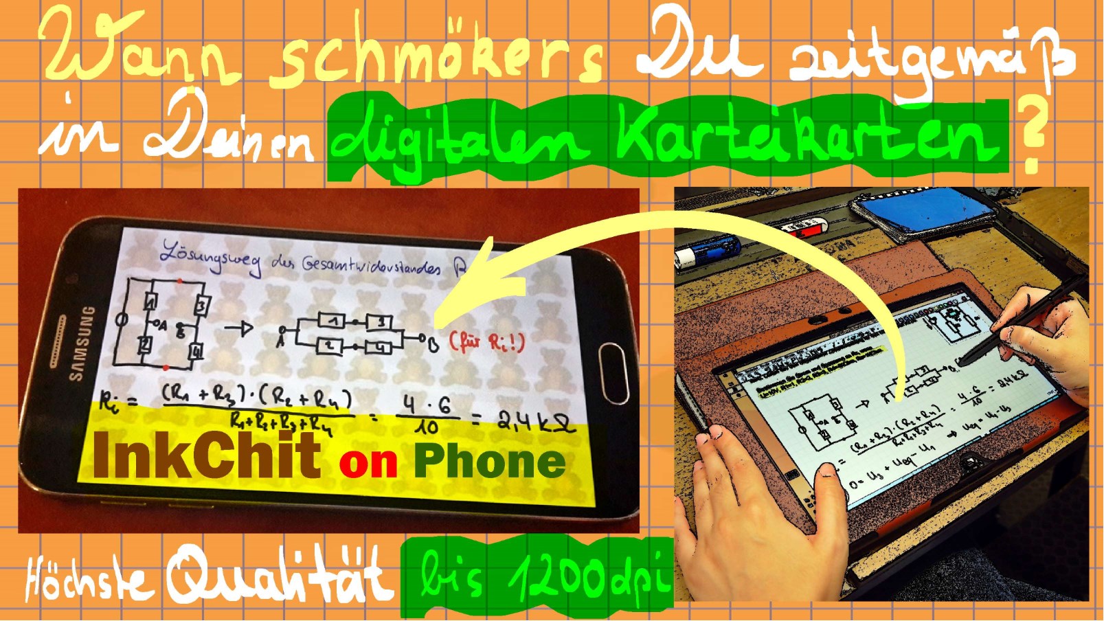 Tablet2Phone transferiere übertrage von Tablet PC zum Smartphone Deine handgeschriebenen Lernkarten