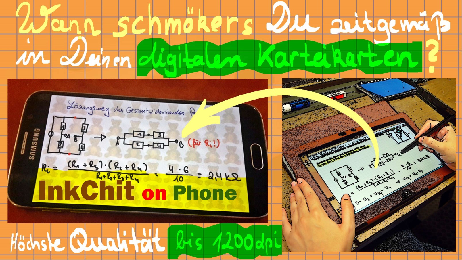 Tablet2Phone transferiere übertrage von Tablet PC zum Smartphone Deine handgeschriebenen schriftlichen Lernkarten Kontakt über 05251 40 20 473 und info@studytray.de möglich